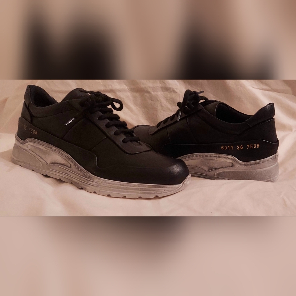 Woman By Common Projects Cross Trainer Black/White Leather Sneakers 36/6